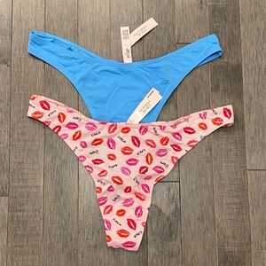 NWT Victoria's Secret 2 Pairs High Leg Scoop Cotton Thong Panty